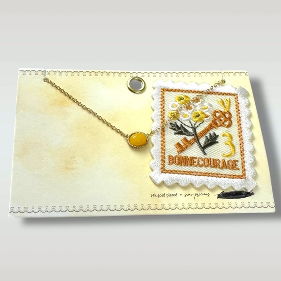 Free People Postcard Necklace Press On Patch Set 14k Gold Plated NWT Dainty - Picture 1 of 9